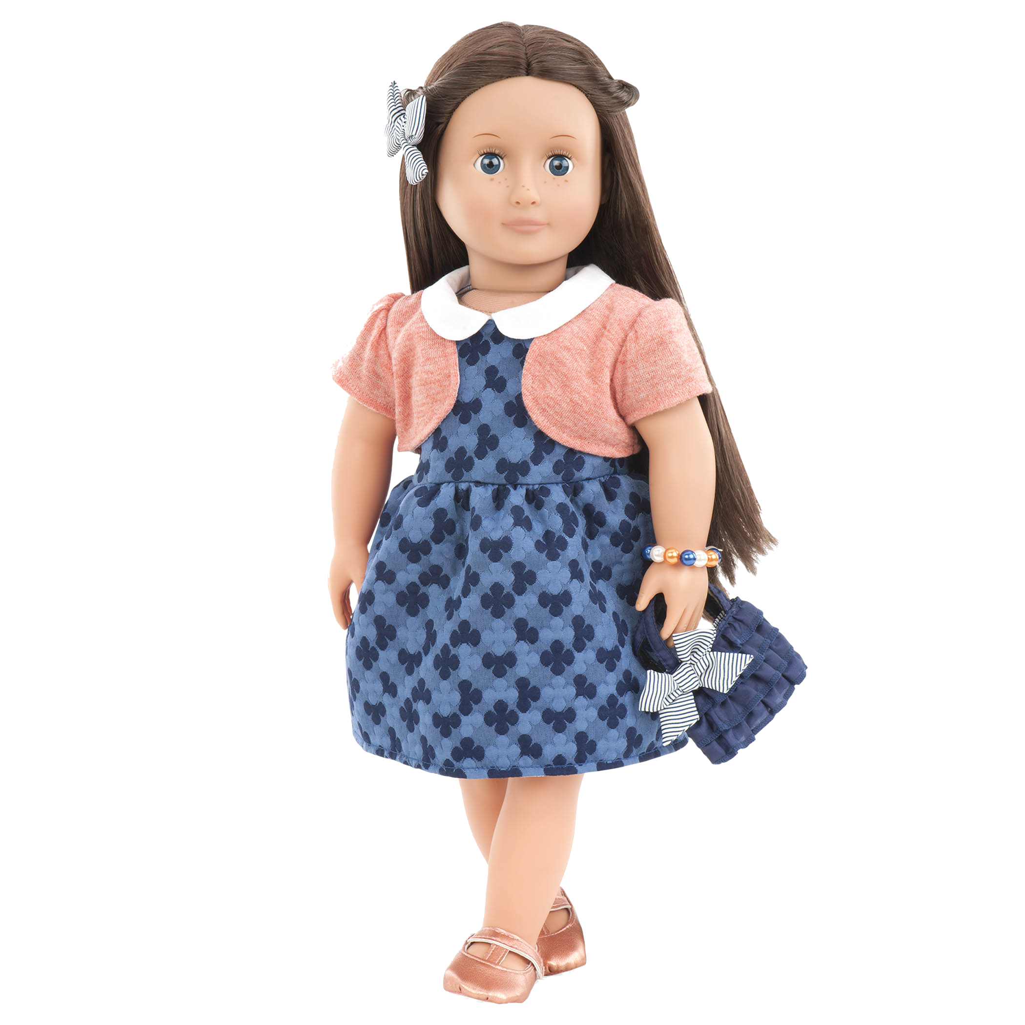 Handemade  blue and white check dress fully lined to fit our generation doll 