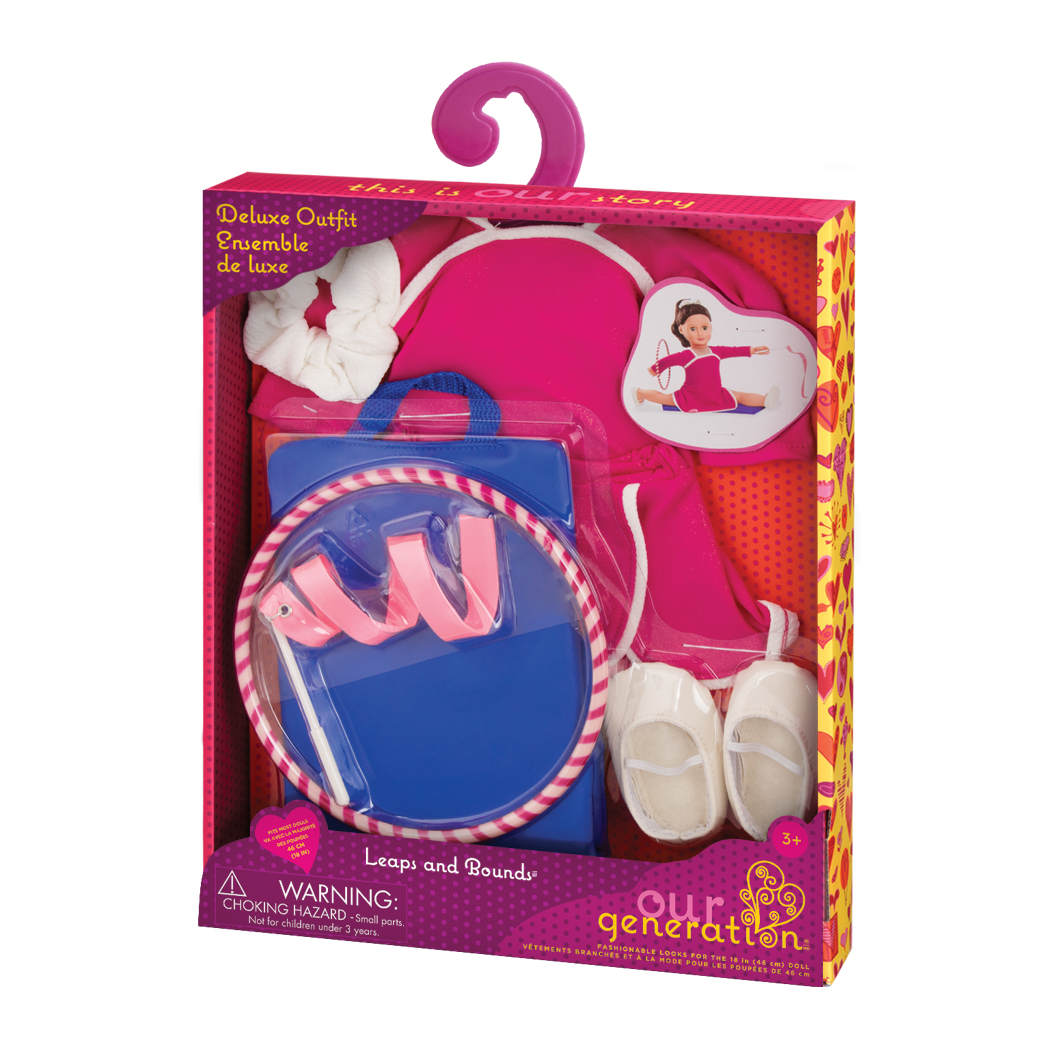 Our Generation Leaps and Bounds 18-inch Doll Gymnastics Outfit Packaging