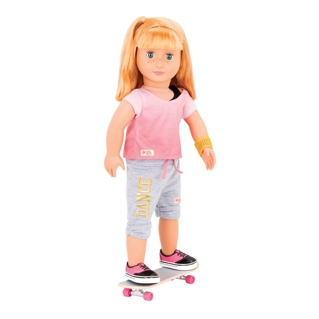 Vanessa Eve modeling the OG Fly outfit riding a skateboard