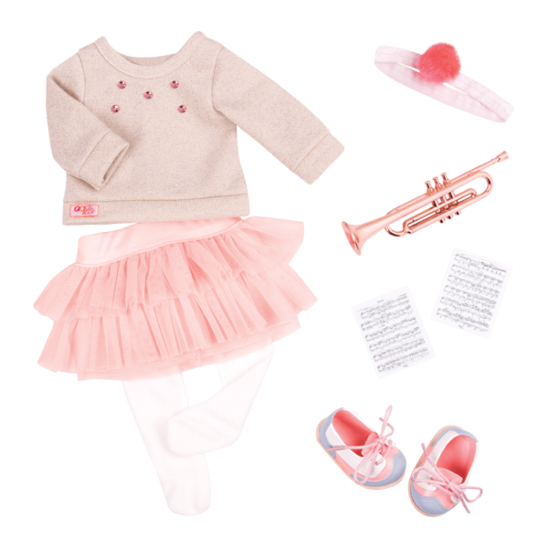 Our Generation Dolls Fashion Notes Deluxe Outfit with Trumpet 18 inch Doll 