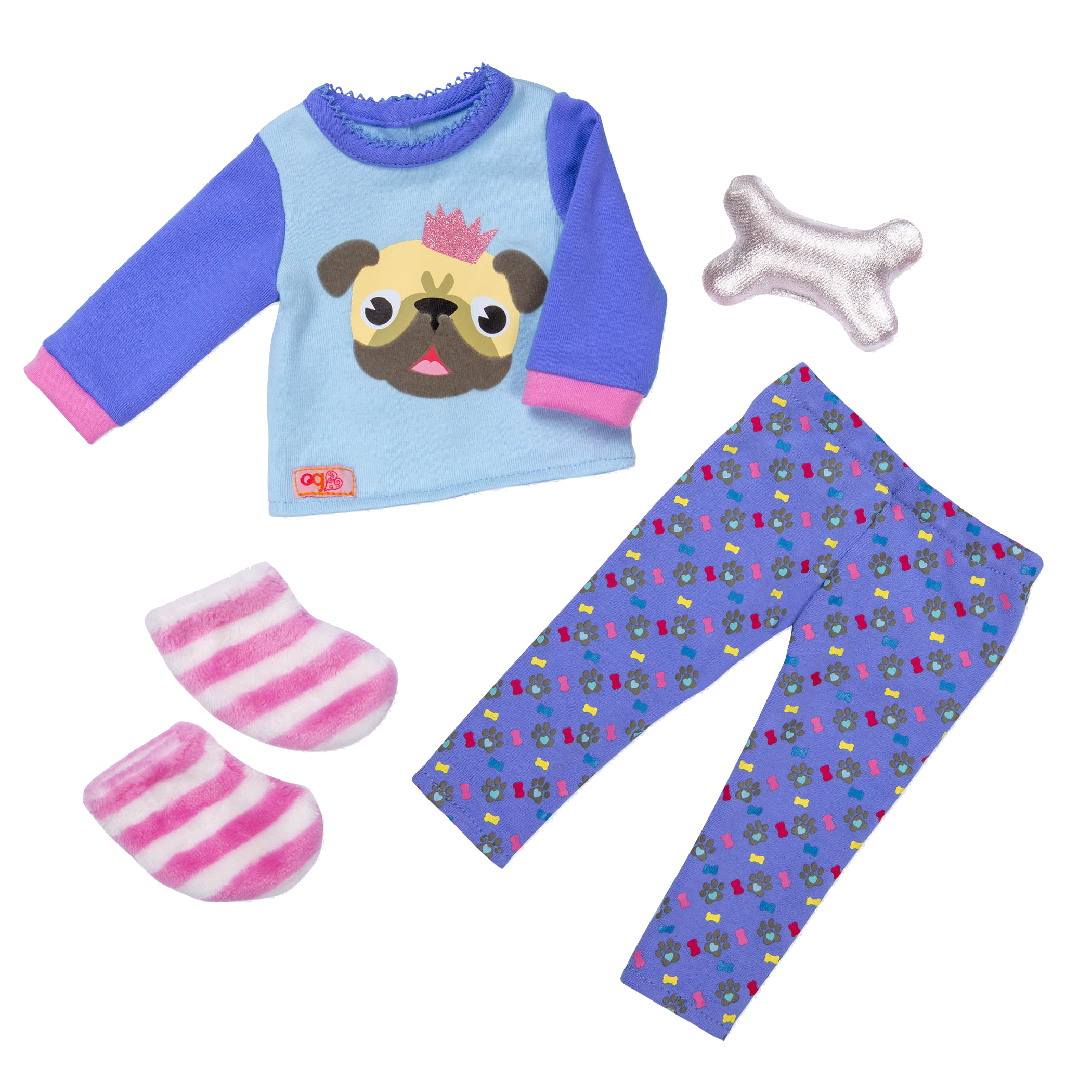 Pug-jama Party Sleepwear Outfit for 18-inch Dolls