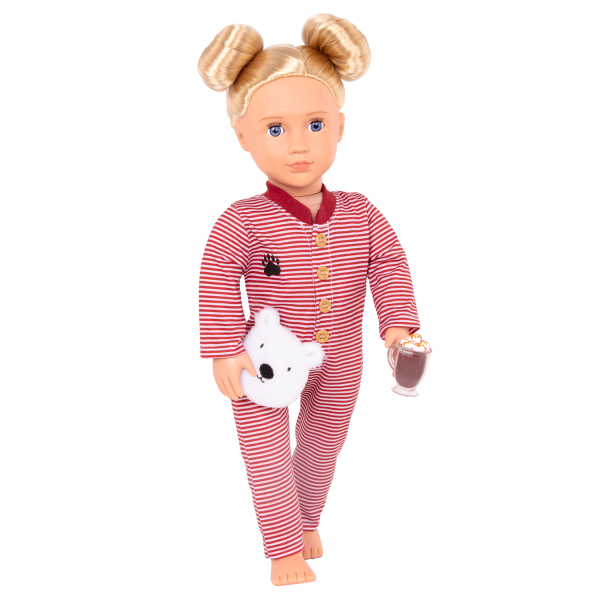 Bear-ly Tired Pajama Outfit Clothes Red Accessories for 18-inch Dolls