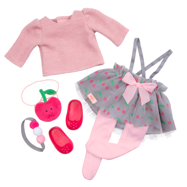 Deluxe Cherry Sweet Fashion Outfit Clothes and Accessories for 18-inch Dolls