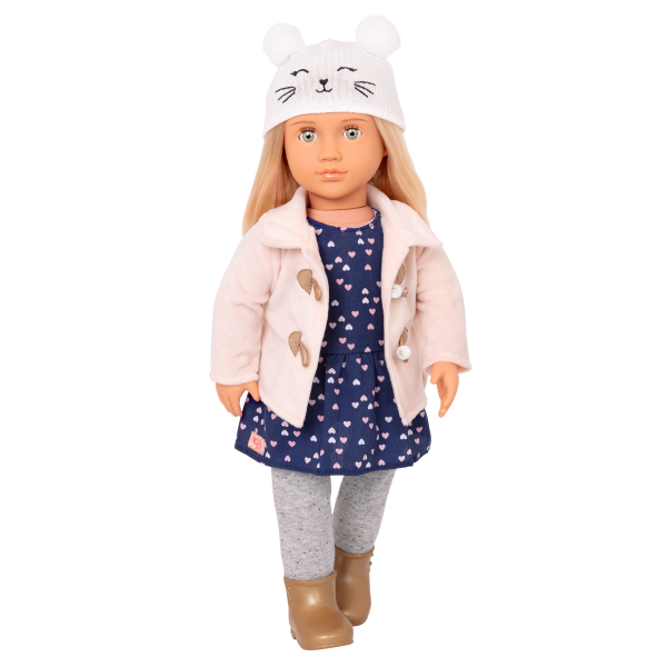 Deluxe Cheerfully Chilly Outfit Clothes for 18-inch Dolls with Dress and Pink Coat Accessories