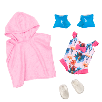 Seaside Blossom Swimsuit Outfit for 18-inch Dolls