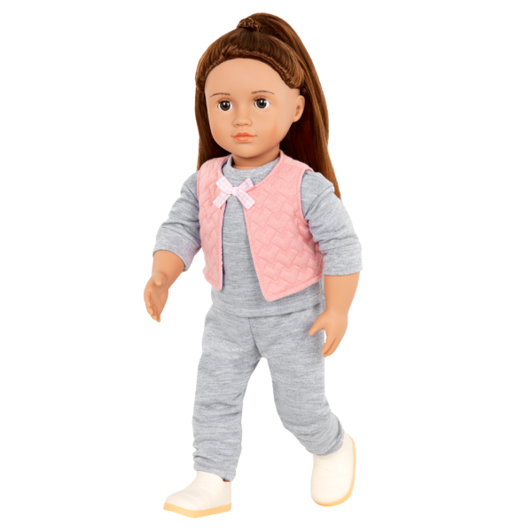Our Generation 18-inch Doll Wearing the Super Cute Tracksuit Outfit