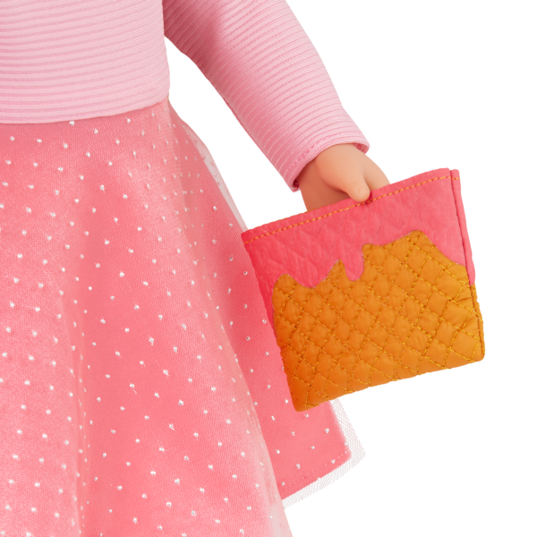 Our Generation Doll Holding an Ice Cream-Themed Purse