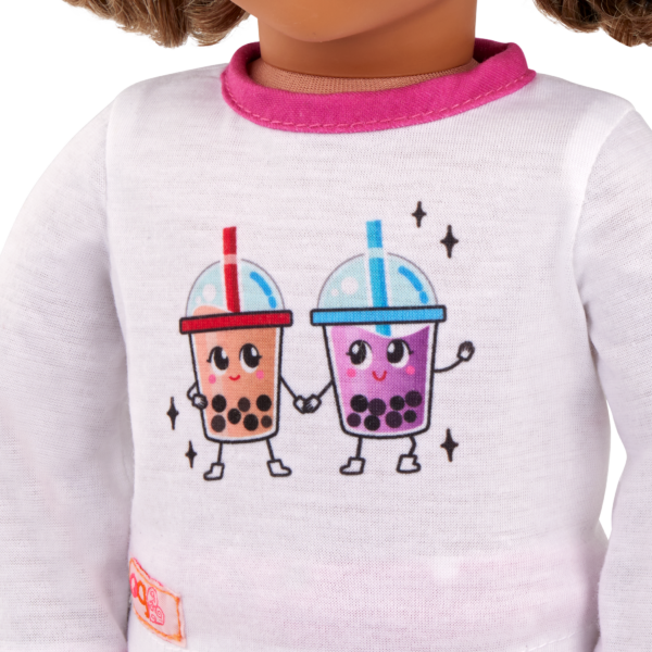 Our Generation Doll Pajama Top with Bubble Tea Prints