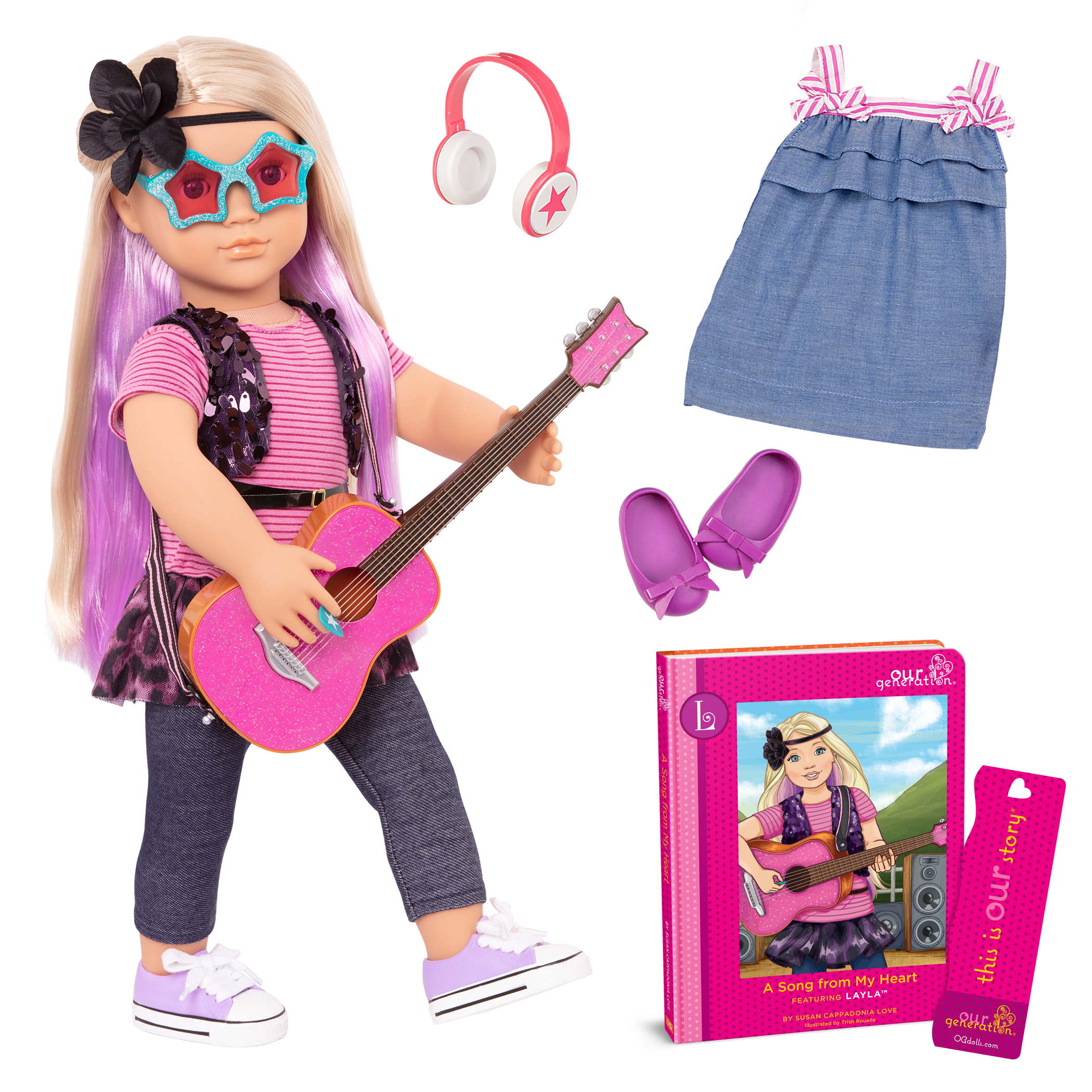 Layla Deluxe 18-inch Musician Doll with Storybook