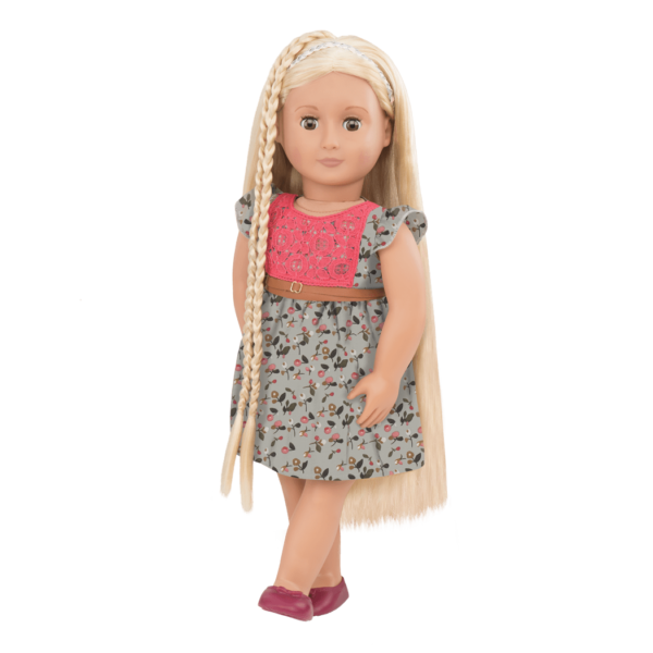 BD31072 Phoebe Floral Dress Hairplay Doll standing up