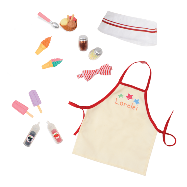 Detail of ice cream outfit and accessories