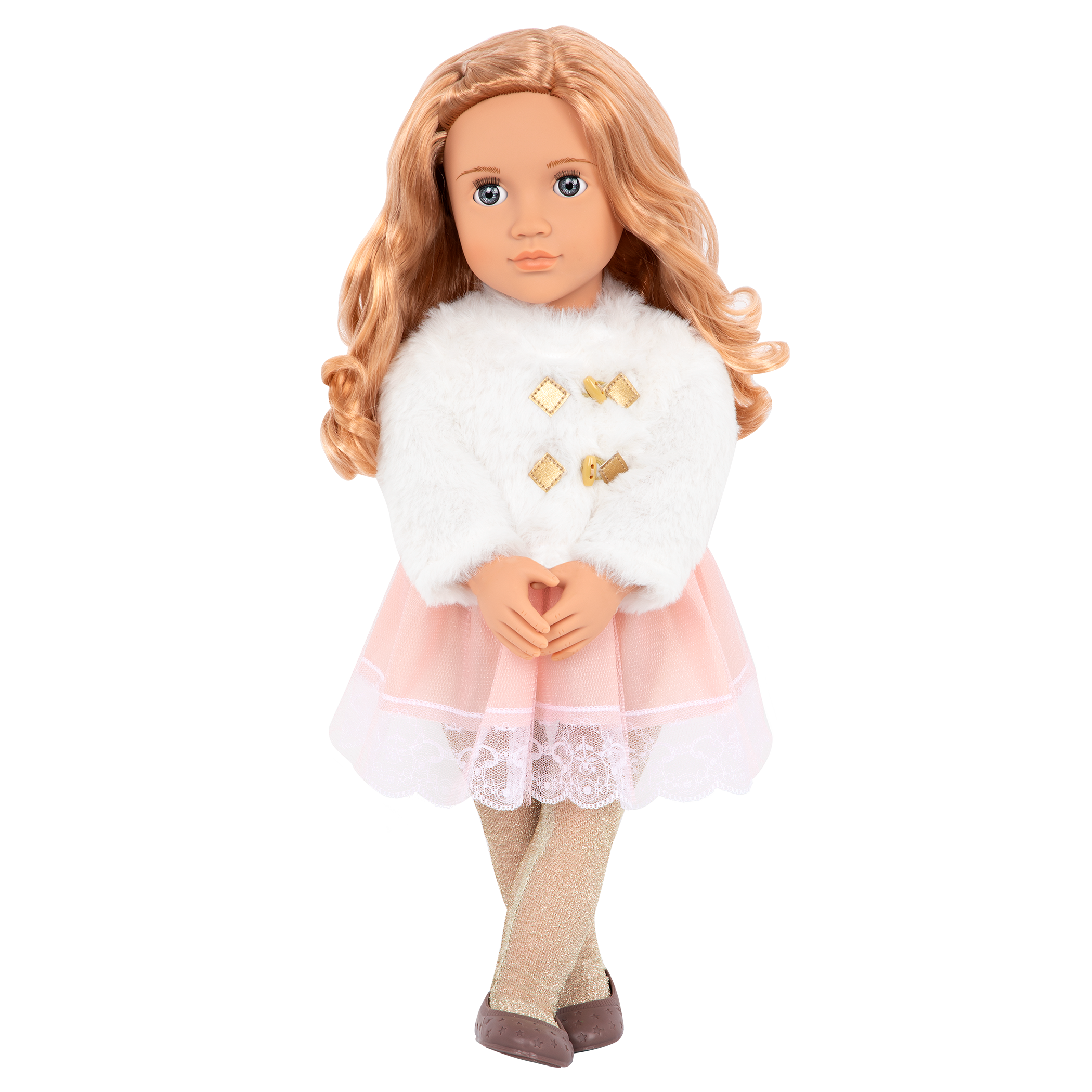 Our Generation Hally Doll – Soft 18-inch Fashion Doll with Holiday Clothing  Accessories – Unique Grey-Blue Eyes and Curly Blonde Hair
