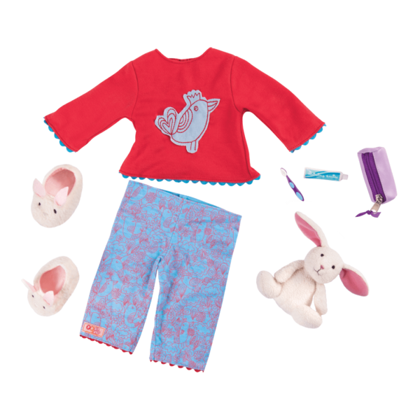 Detail of pajamas and accessories