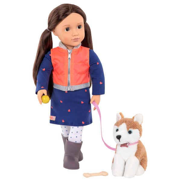 Leslie and Husky 18-inch doll and Pet Set