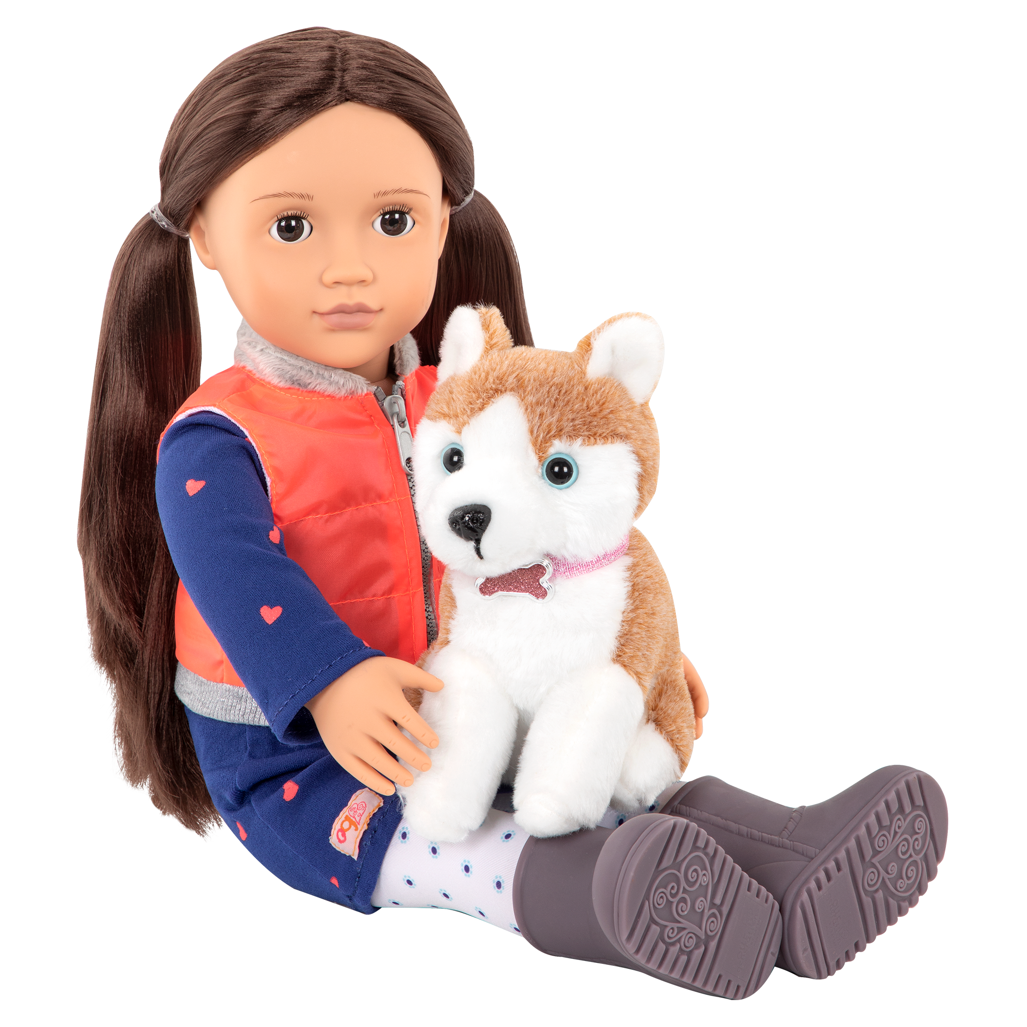 Leslie sitting with Husky in her lap