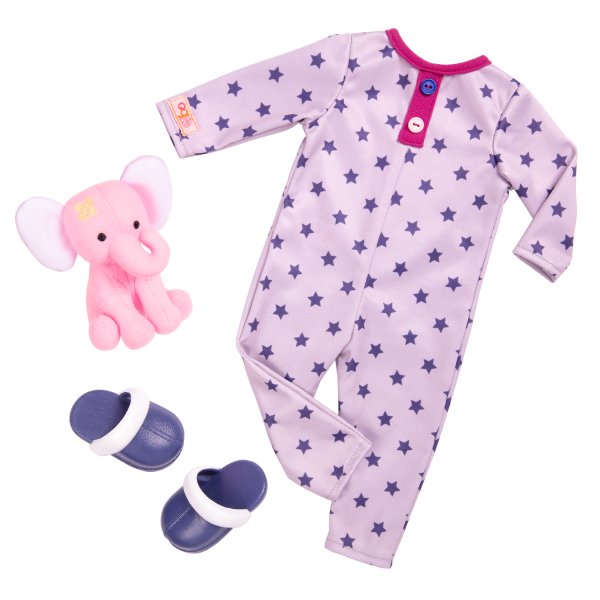 18-inch Sleepover Doll Maria with Pajama Outfit and Elephant Plush Stuffed Animal