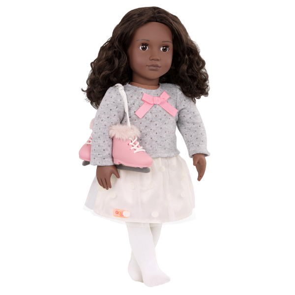 18-inch Ice Skating Doll Demi Black Pink Outfit