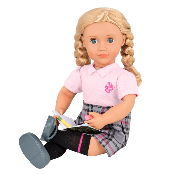 18-inch Deluxe School Doll Hally with outfit and book
