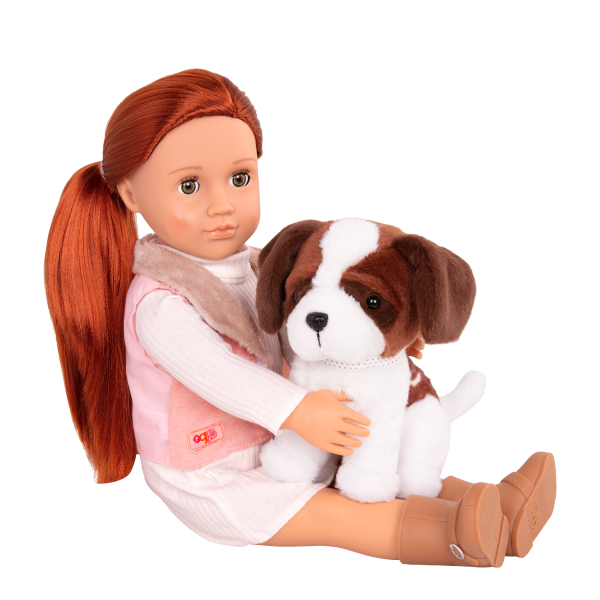18-inch Doll and Pet Delphia with Saint Bernard plush dog toy