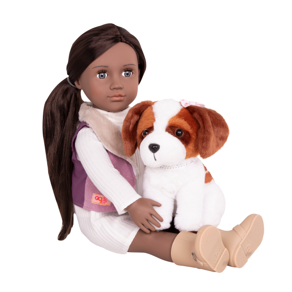 18-inch Doll and Pet Kinzie with Saint Bernard plush dog toy