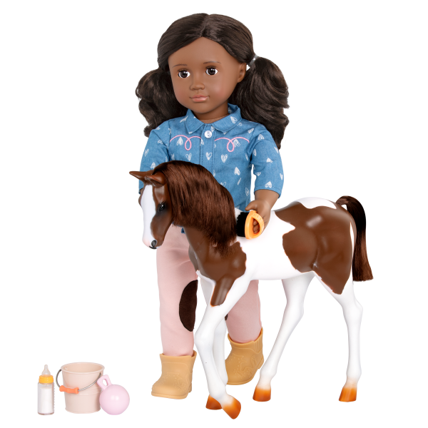 18-inch Equestrian Doll Daveen & Horse Foal Grooming Accessories