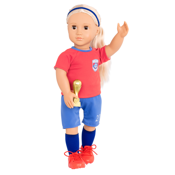 18-inch Soccer Player Doll Dina Blonde with Accessories