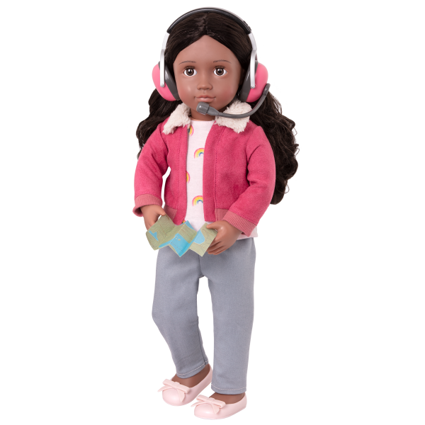 18-inch Posable Travel Doll Aryal Headset