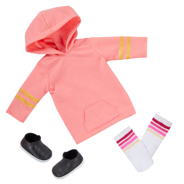 Our Generation Posable 18-inch Skateboarder Doll Ollie Hooded Sweater Outfit