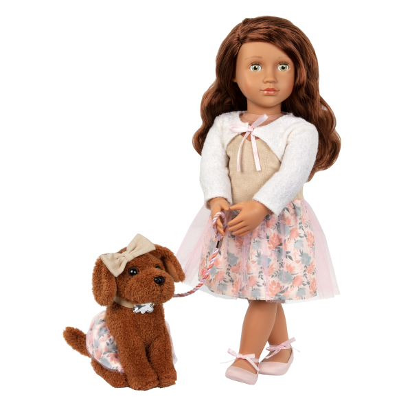 Our Generation 18-inch Doll Camelia & Pet Dog Plush Pirouette