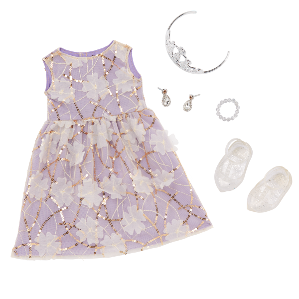 Our Generation 18-inch Doll Ambreal Floral Gown Outfit & Jewelry Accessories