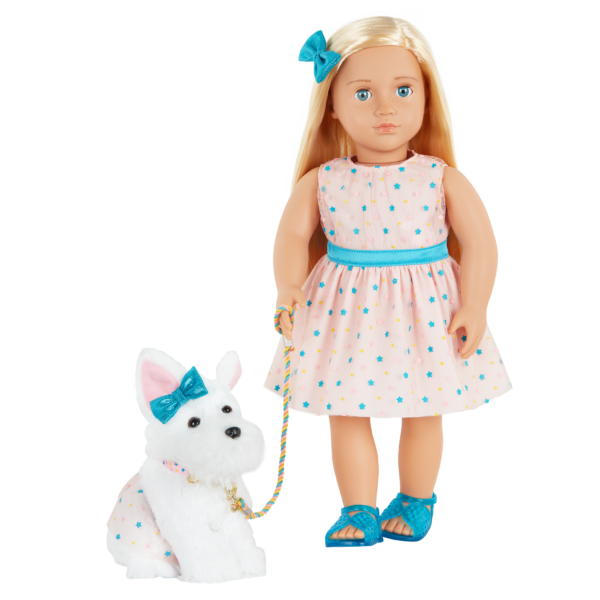 Our Generation 18-inch Doll & Pet Cadence & Cookie in Matching Outfits