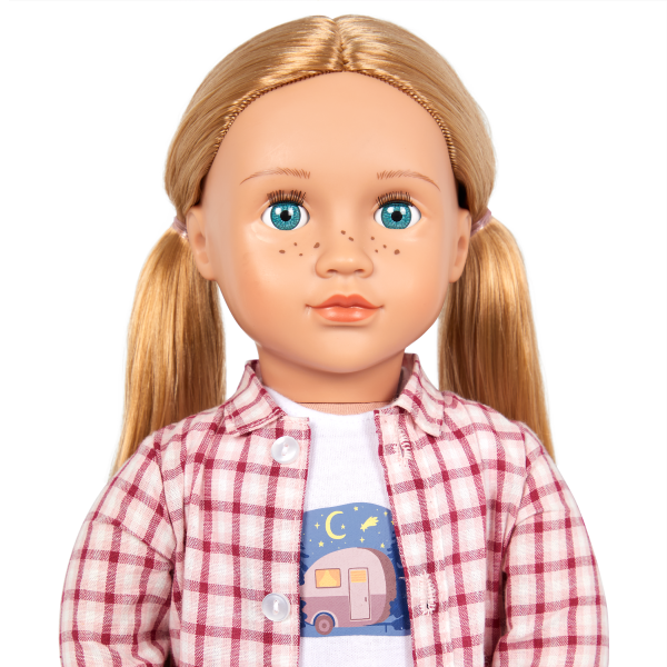 Our Generation Posable 18-inch Camping Doll Shannon Blonde Hair & Blue Eyes