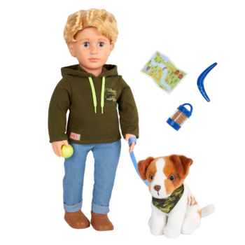 Our Generation 18-inch Boy Doll Elliot & Pet Dog Plush Accessories