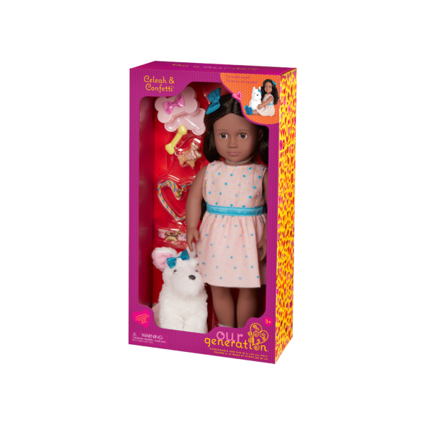 Our Generation 18-inch Doll & Pet Celeah & Confetti Packaging