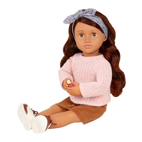 Our Generation 18-inch Doll Coco Sitting with Pretend Chocolate