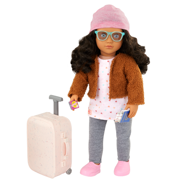 Our Generation 18-inch Travel Doll Lisandra with Rolling Luggage