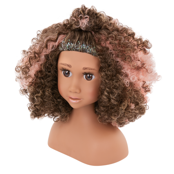 Our Generation Sparkles of Fun Styling Head Doll Davina Curly Brunette Hair