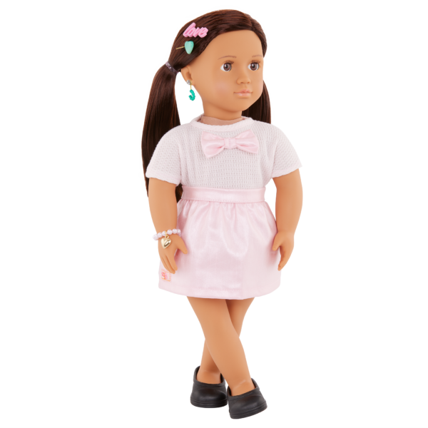 Our Generation 18-inch Jewelry Doll Cristina Wearing Hair Clips & Bracelet