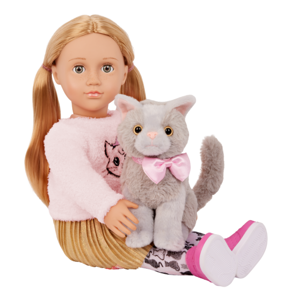 Our Generation 18-inch Doll Melena & Cat Plush Stuffed Animal Mittens
