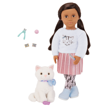 Our Generation 18-inch Doll Carlina & Cat Plush Opal