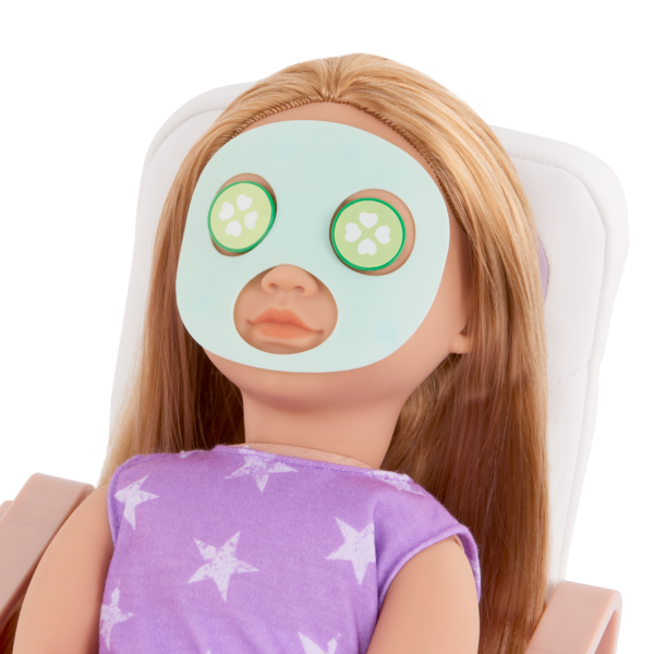 Our Generation Doll Serafina Wearing Cucumber Face Mask