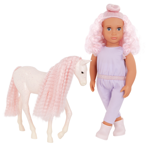 Our Generation Doll Elara & Horse Foal Lumina Matching Hair
