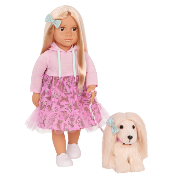 Our Generation Doll Hattie Walking Pet Puppy Bella with Leash