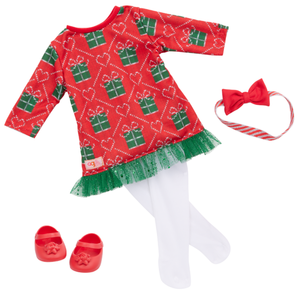 Our Generation 18-inch Doll Christmas Sweater Dress Outfit