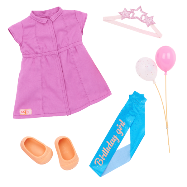 Our Generation Doll Pink Dress Outfit & Accessories