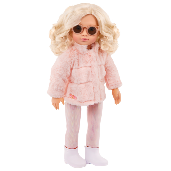 Our Generation 18-inch Fashion Doll Ava Wearing Pink Faux-Fur Coat