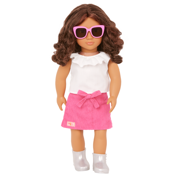 Our Generation 18 inch Doll Valentina wearing sunglasses