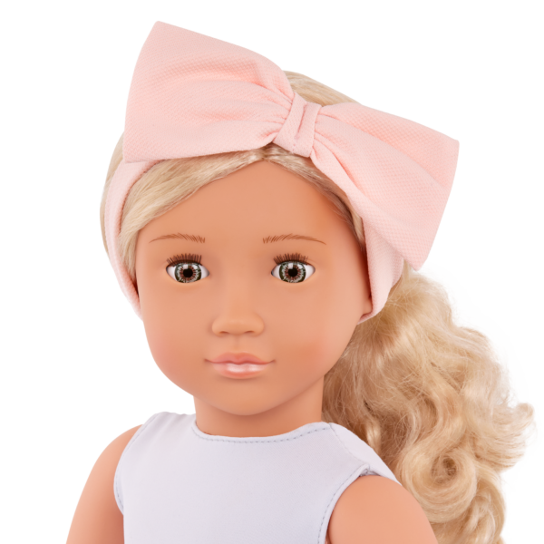 Our Generation 18 inch Doll Prima close up of head and hair with bow
