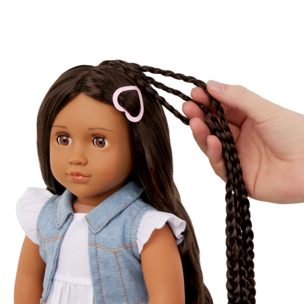 Our Generation Hair Play 18 inch Doll Perla with Child Playing with hair