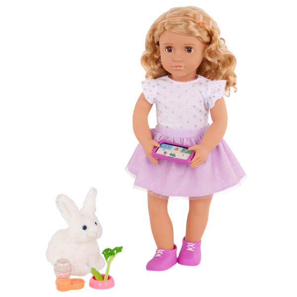 Our Generation 18 inch Doll Tabby with her pet bunny Summer and bunny accessories